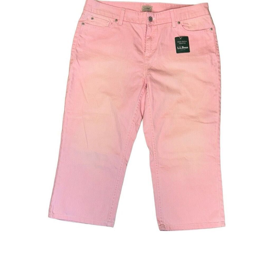 L.L. Bean NEW pink cropped jeans with fade effect & some stretch 16 Reg.
